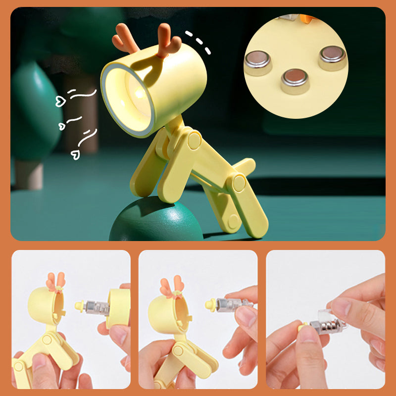 Flexible night light – warm LED, USB rechargeable | Dog & deer design