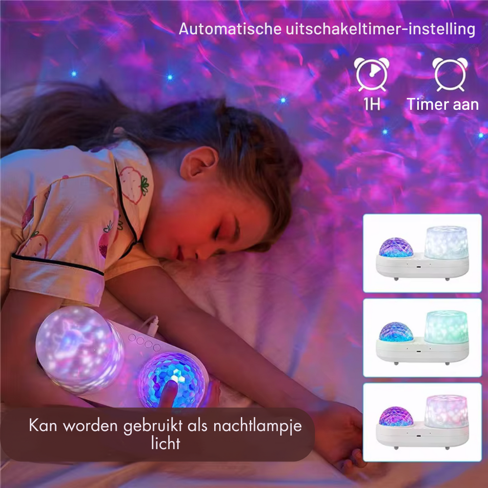 Star projector with ocean light and timer – LED night lamp, 12 effects | kids and adults