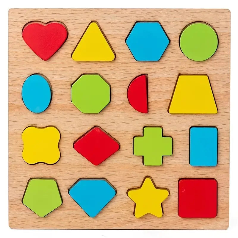 Wooden puzzle set teaches letters, numbers and shapes – sturdy, safe | Toddlers
