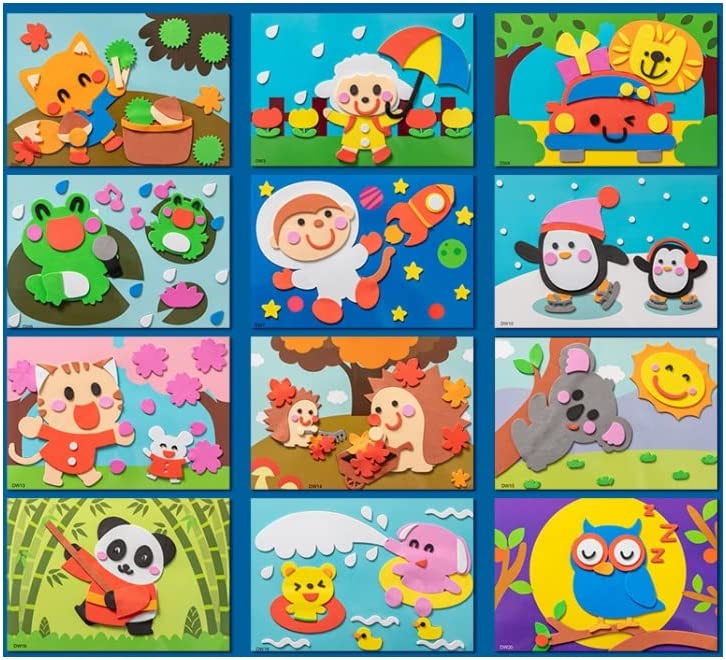Foam art set for creative 3D play – self-adhesive shapes, motor skill boost | kids craft kit