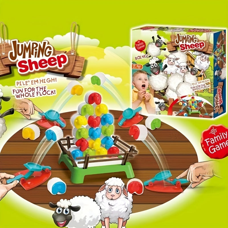 Jumping sheep board game with catapults – fun, educational, colourful | family game