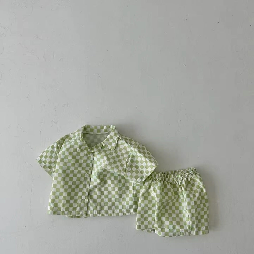 Checked shirt and shorts set – soft, breathable, summer-ready | baby to kids