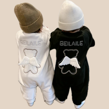 Baby jumpsuit with angel wings – soft cotton, easy poppers | babywear