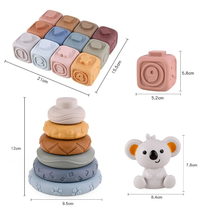 Baby teething ring & stacking toy set – soothes gums, boosts motor skills | sensory play
