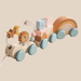Wooden toy train with animals & rainbow blocks – connectable, durable wood | toddlers
