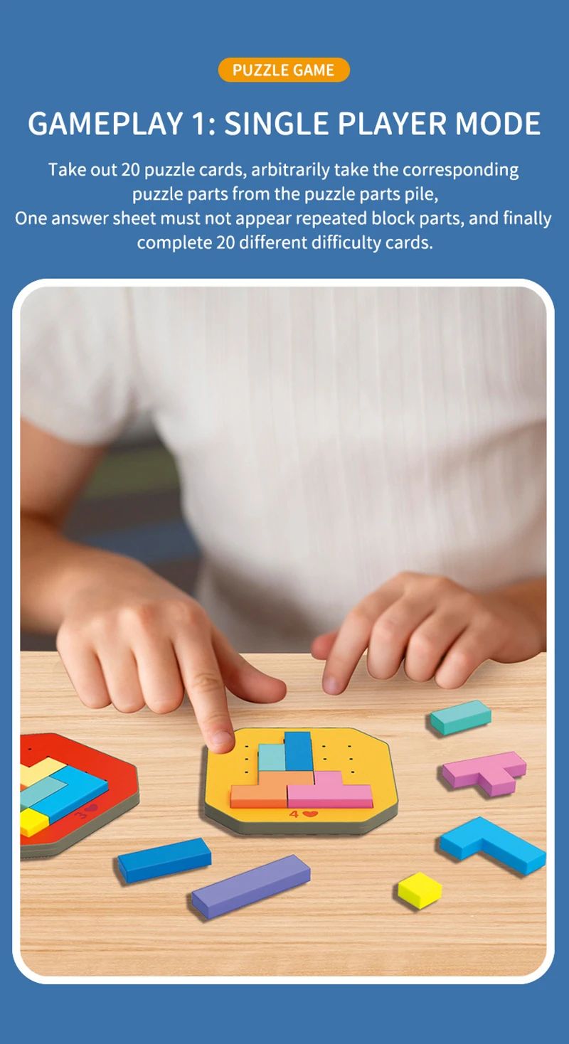 Wooden geometric puzzle blocks – shapes, colours, fine motor skills | Educational toy for kids