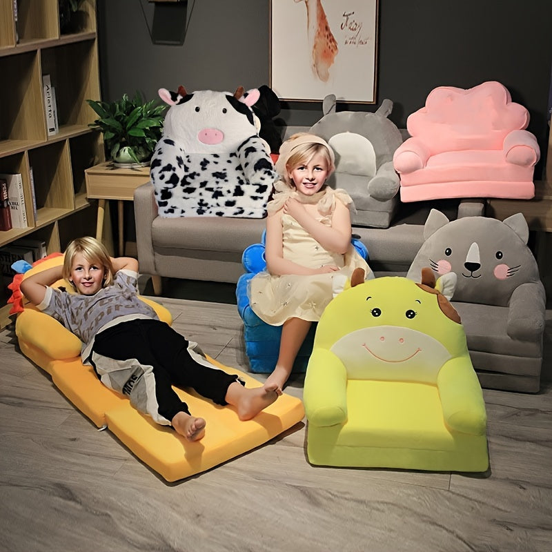 Children's foldable play sofa with soft plush seat – washable cover, compact fold | ages 2–8