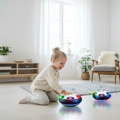 Hover football with LED lighting – soft edge, battery powered | indoor play for kids