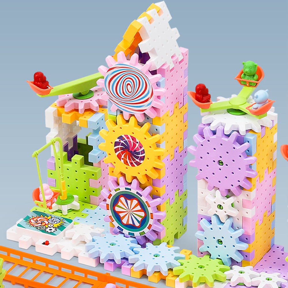 Building set with moving gears – 80–160 parts, 3D builds | for kids
