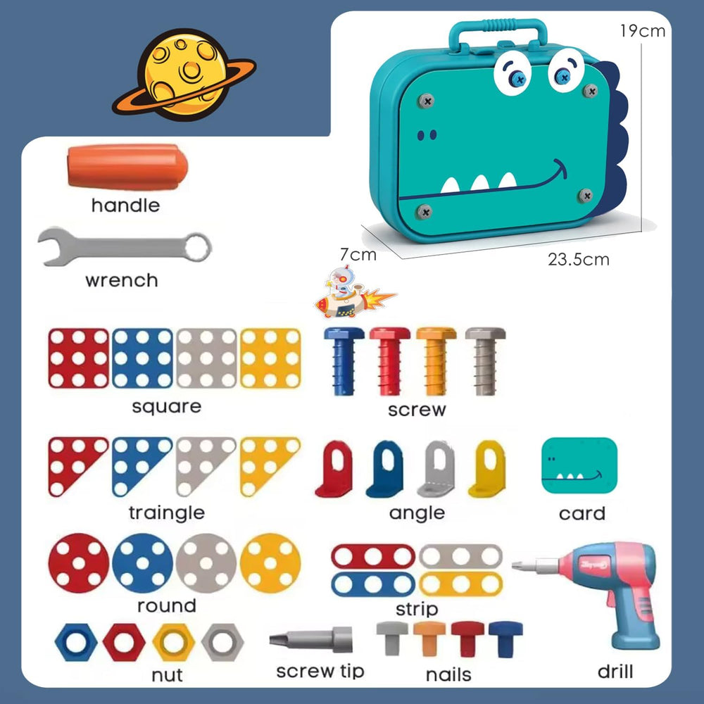STEM mosaic building set with electric drill – Creative screwing and building fun | ages 3+