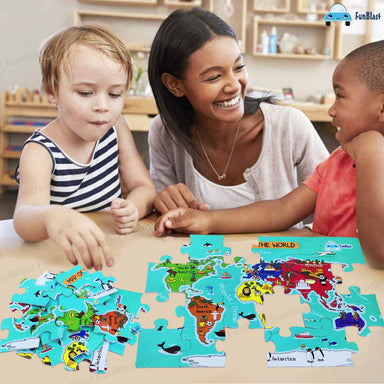 Wooden world map jigsaw puzzle – educational, 30 large pieces | Kids toys