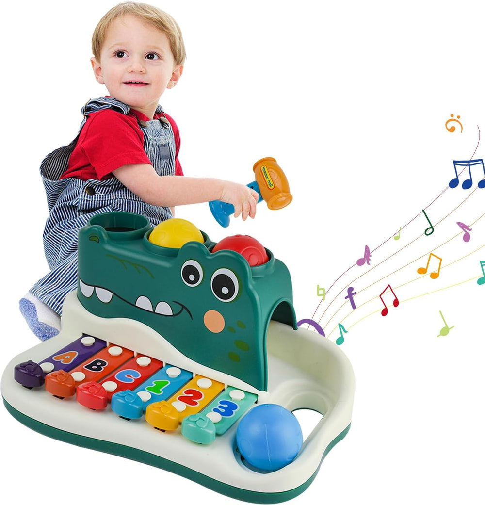 Crocodile xylophone with hammer – stimulates creativity and motor skills | musical toy
