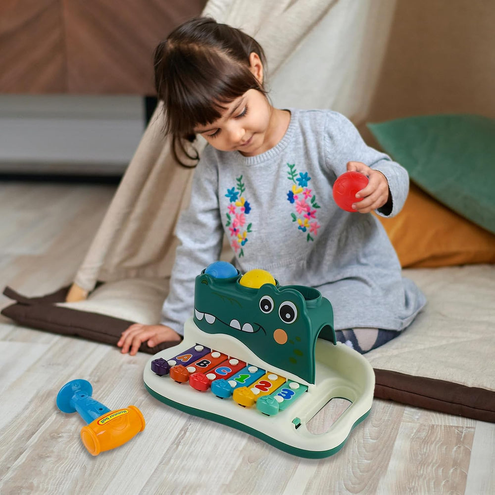Crocodile xylophone with hammer – stimulates creativity and motor skills | musical toy