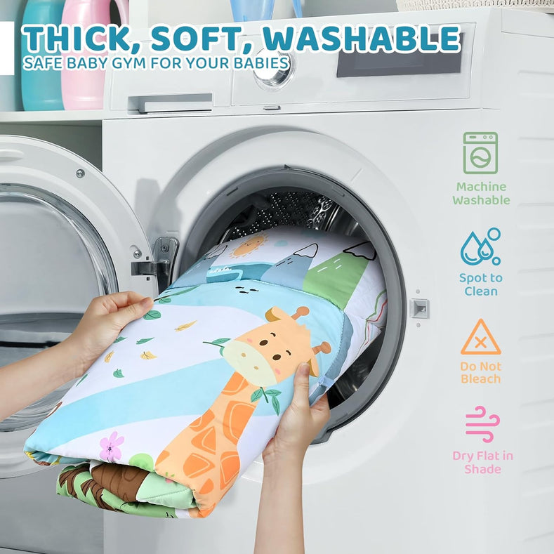 Baby play mat with 6 toys – 8-in-1 design, soft & washable | 0+ months