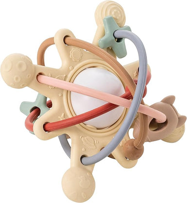 Silicone teether and rattle for babies – soft, BPA-free, sensory | Teething toy