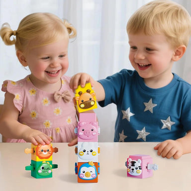 Animal stacking blocks build fine motor skills – colourful, safe ABS, 12 pieces | toddler toys