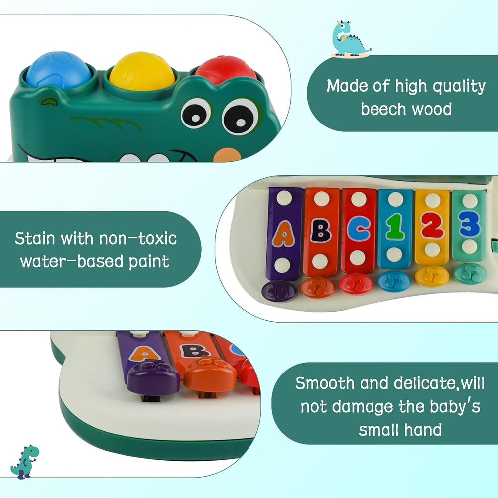 Crocodile xylophone with hammer – stimulates creativity and motor skills | musical toy