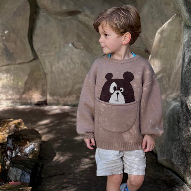 Animal print knitted jumper – warm, soft, ribbed cuffs | kids jumper
