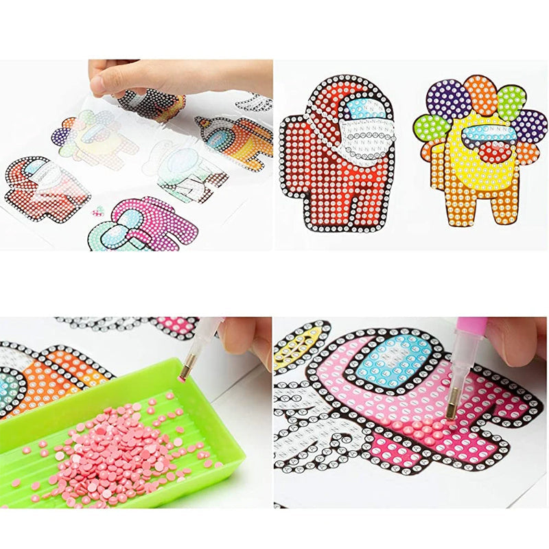 Diamond art sticker set with sparkling gemstones – boosts creativity and focus | kids activity kit