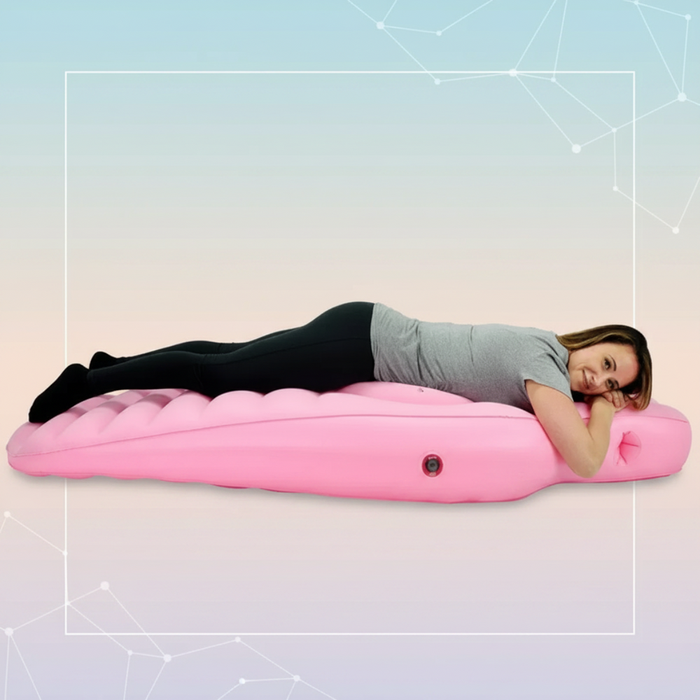 Inflatable pregnancy pillow with belly cutout – supports back, hips and legs | maternity support