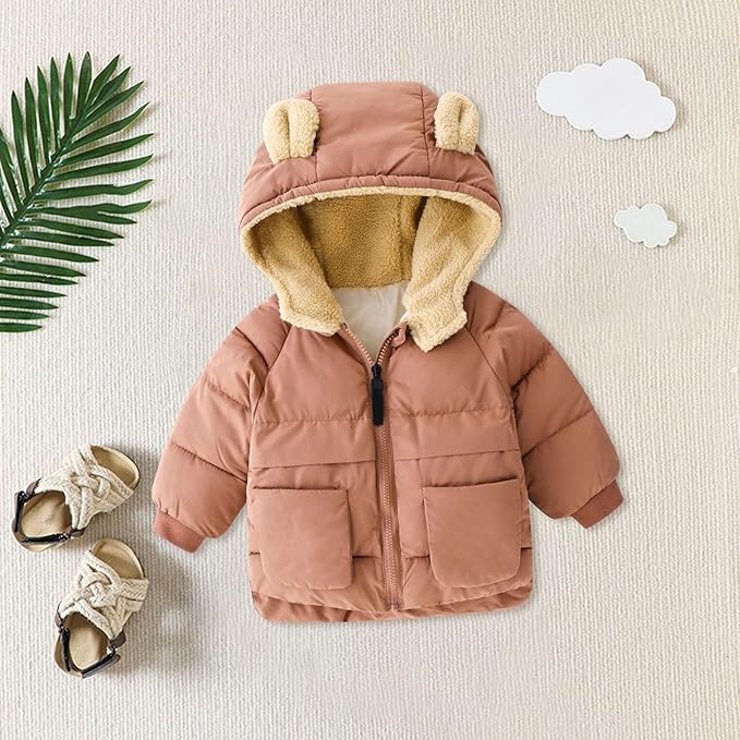 Warm winter coat with cosy teddy lining – hooded design, easy zip | baby & toddler