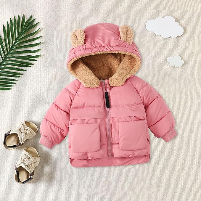 Warm winter coat with cosy teddy lining – hooded design, easy zip | baby & toddler