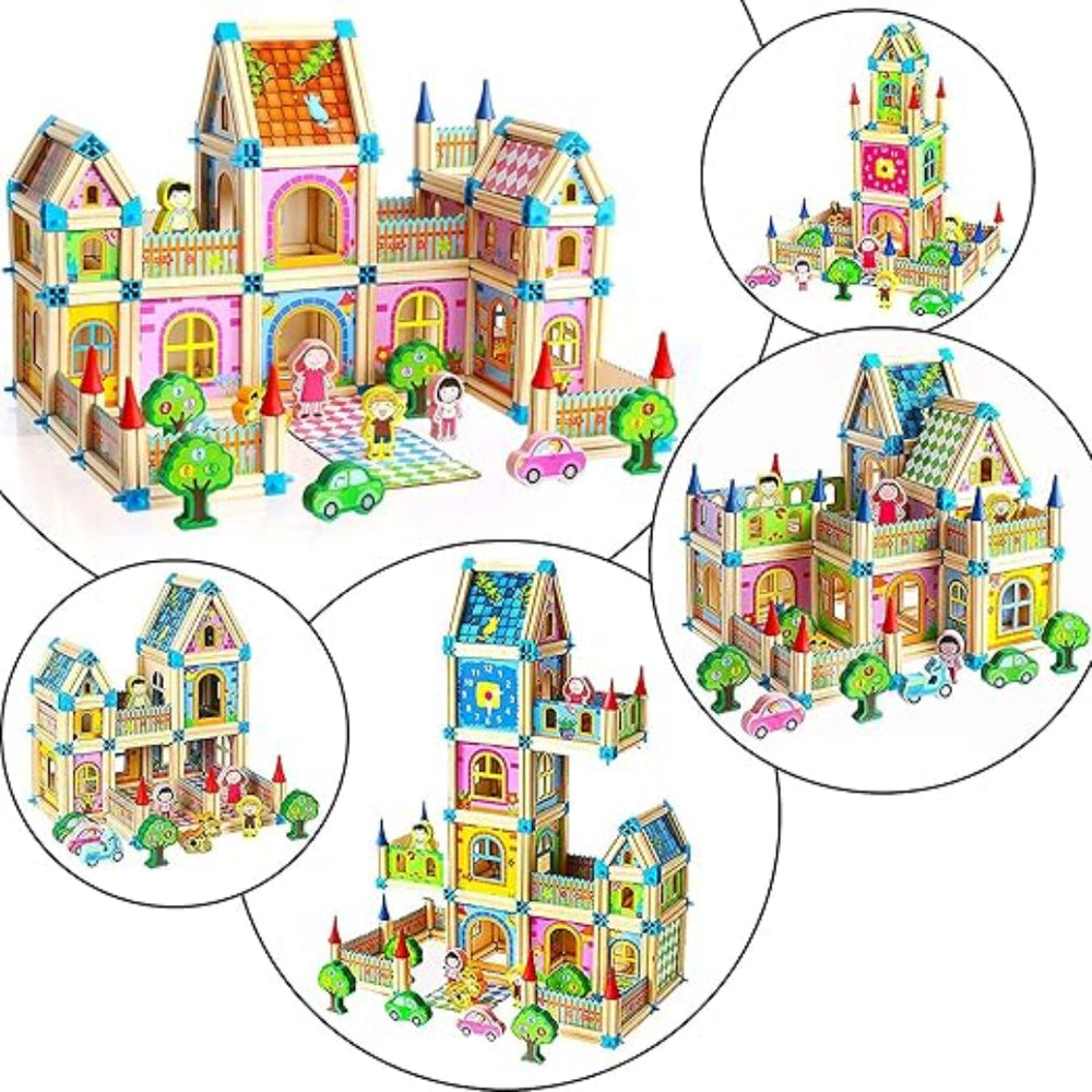 Wooden castle building set – sturdy blocks, montessori-inspired play | kids 3+