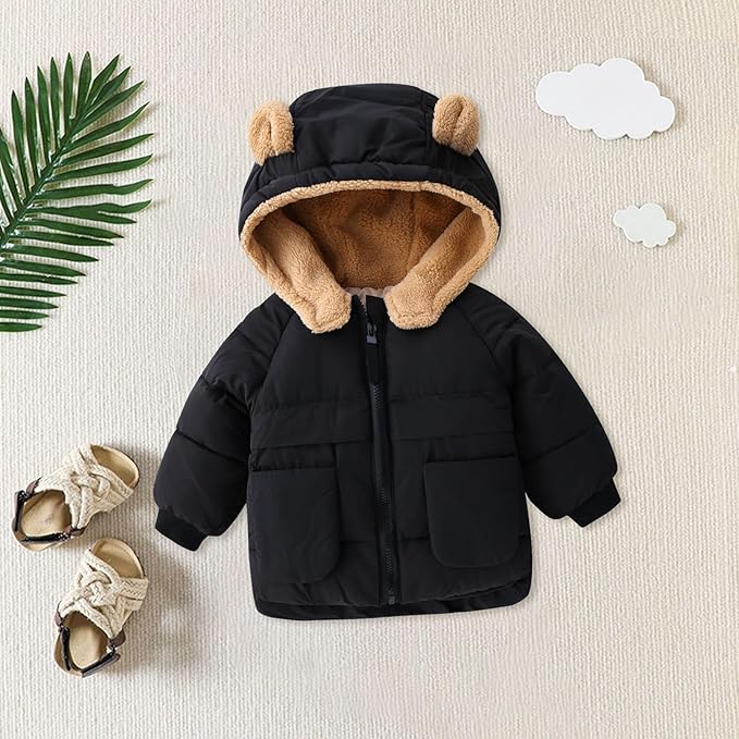 Warm winter coat with cosy teddy lining – hooded design, easy zip | baby & toddler