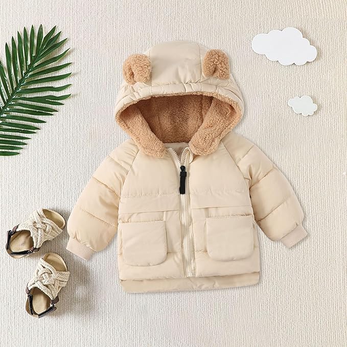 Warm winter coat with cosy teddy lining – hooded design, easy zip | baby & toddler