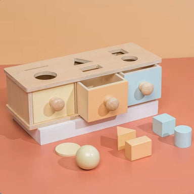 Wooden object permanence box boosts early learning – educational, safe design | toddlers