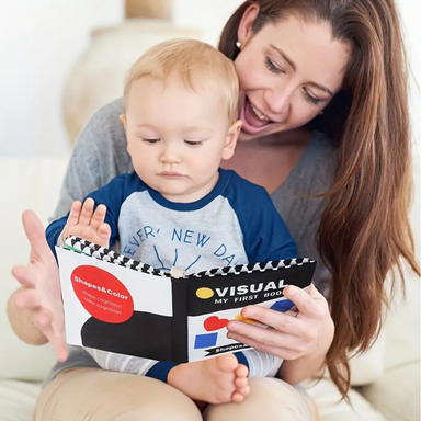 Baby fabric book with high-contrast shapes – soft, washable, tear-resistant | 0–3 years