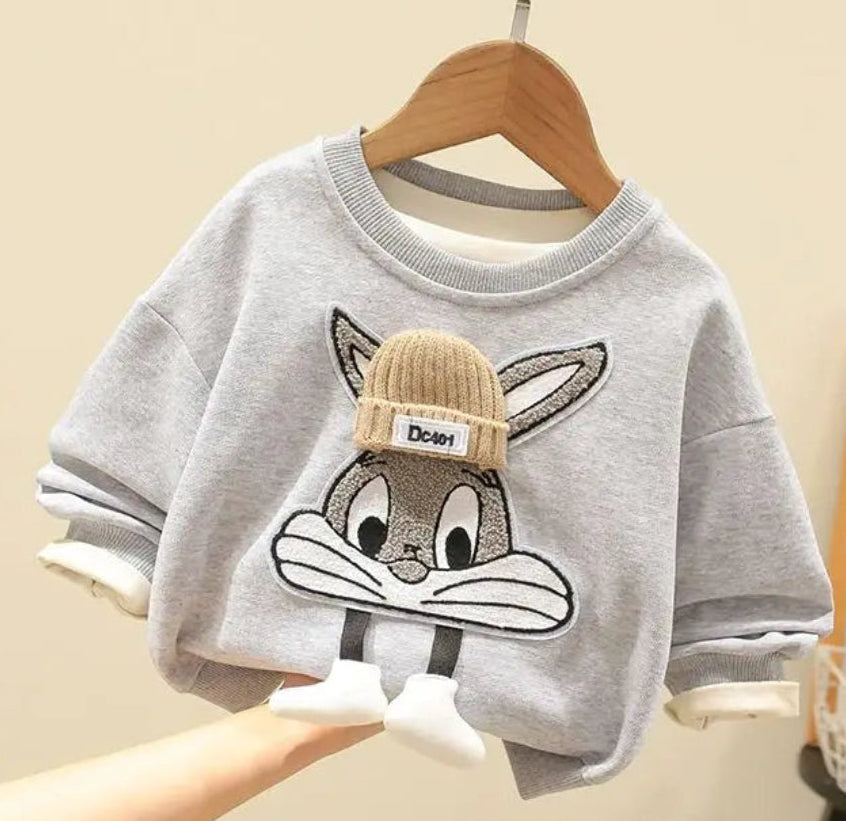 Bunny jumper and trousers set – soft cotton blend, elastic waistband | kids outfit