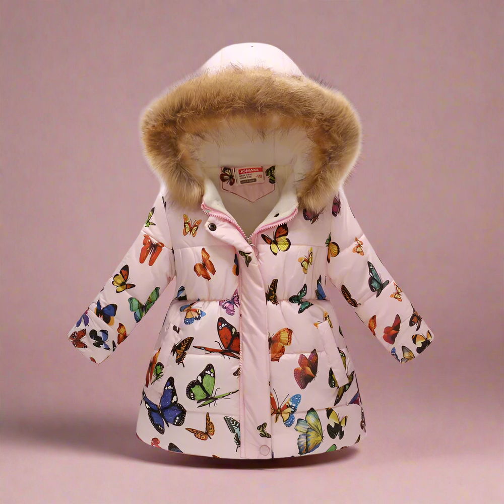 Kids winter jacket with thick lining – stylish prints, durable zip | ages 4-10