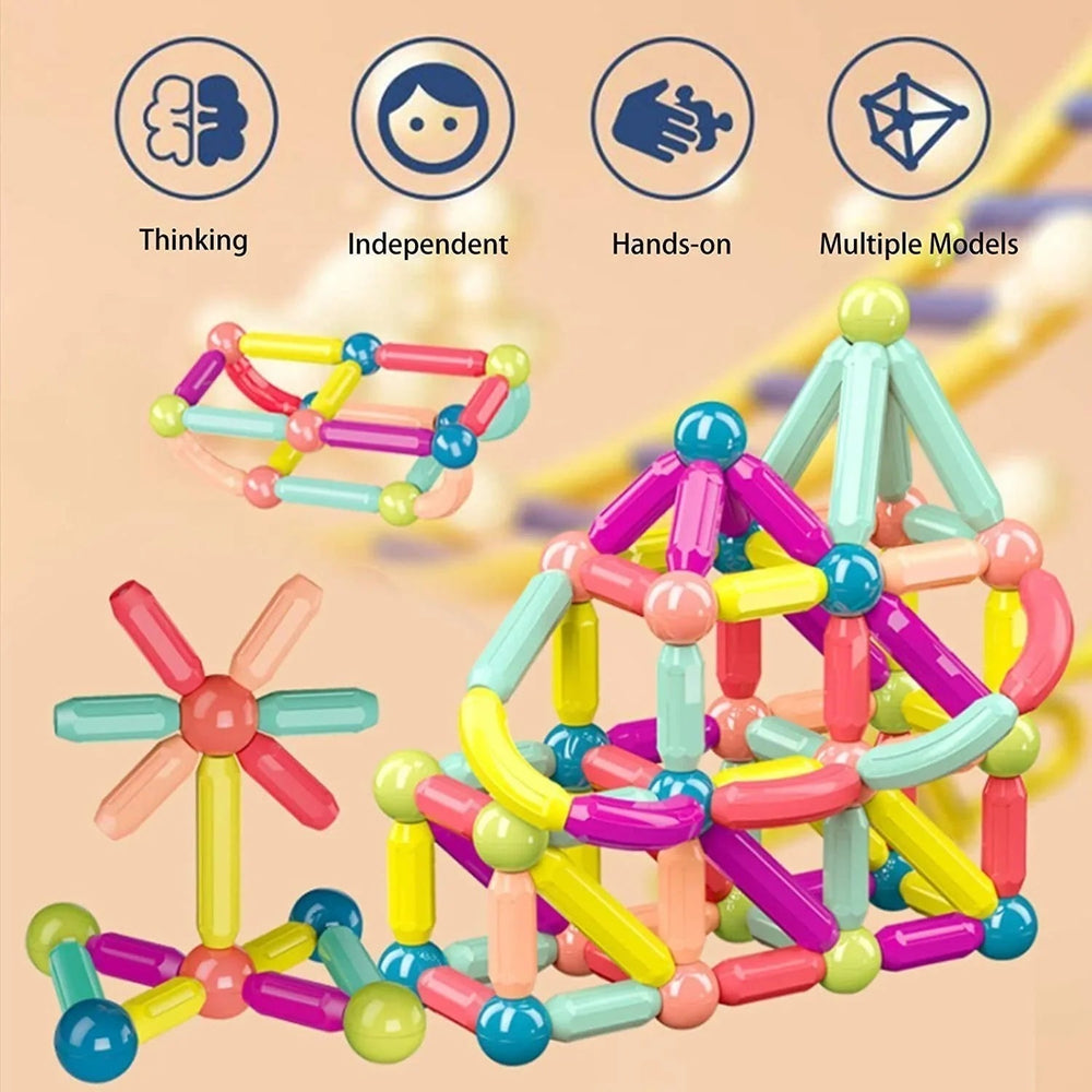Magnetic building blocks – STEM learning, bright colours | kids construction toy