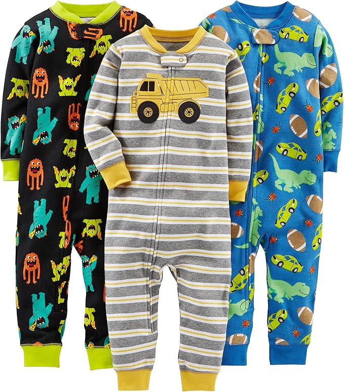 Baby pyjama set – soft cotton, footless design | 3-pack