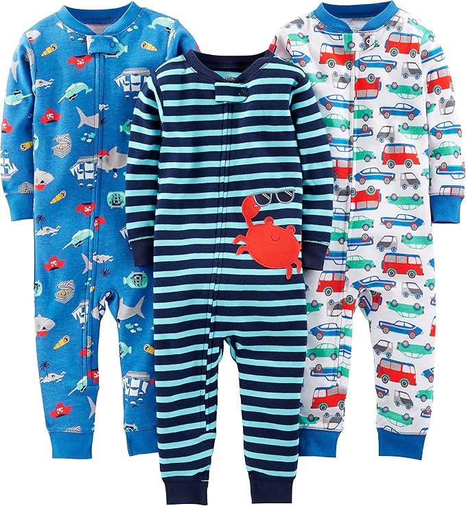 Baby pyjama set – soft cotton, footless design | 3-pack