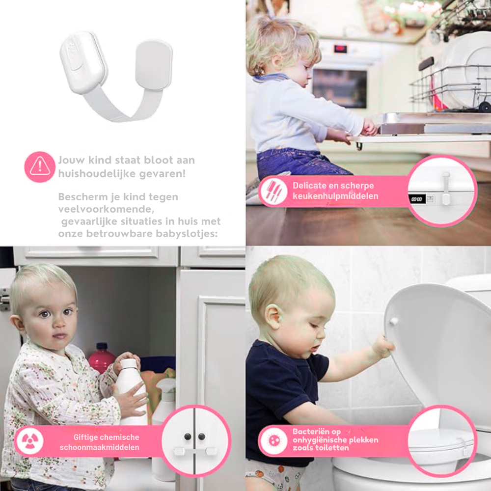 Cabinet safety locks without drilling – self-adhesive, set of 8 | child safety