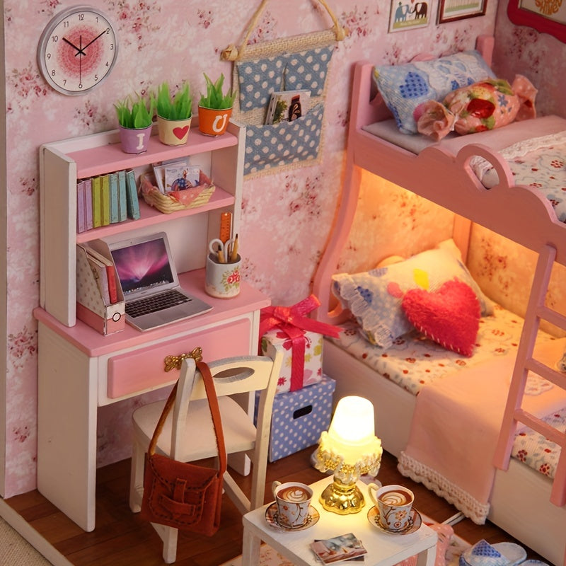 Miniature dollhouse kit with detailed room design – hobby project, display piece | DIY build