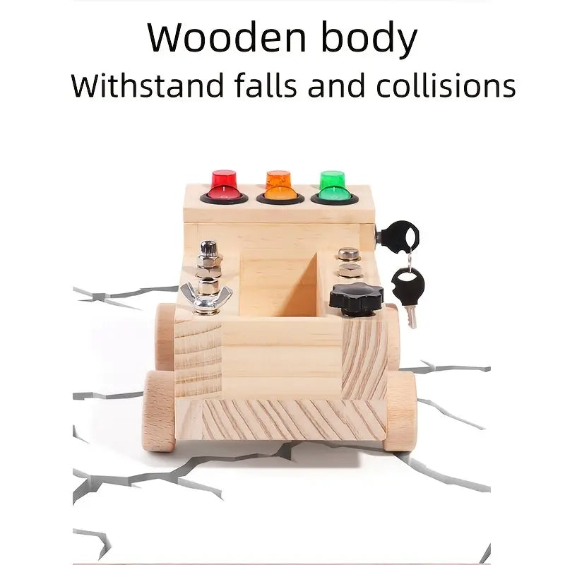 Montessori activity board with LED lights – fine motor skills, screws & tools | kids 3-12