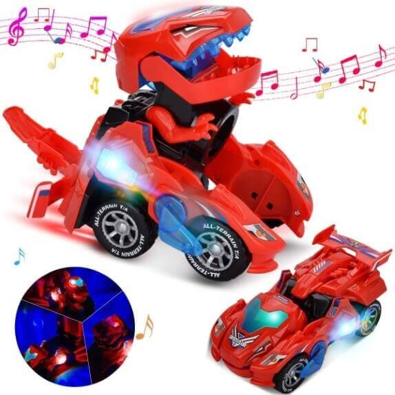 Transforming dinosaur car with LED lights – remote control, sound | kids toy