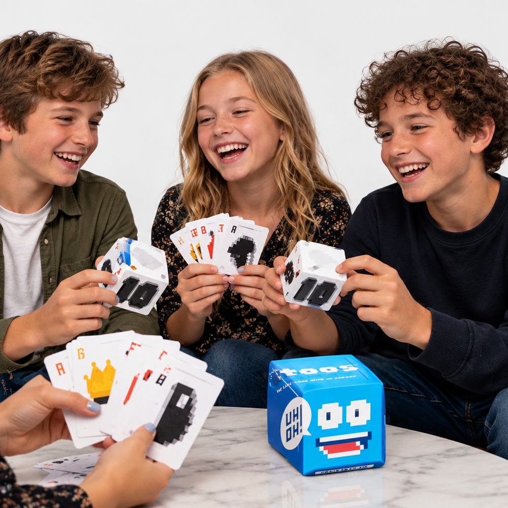 3D card game with 60 building cards – combine, rotate, stack | puzzle card game
