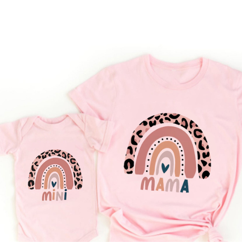 Mum & daughter matching set – shirt & romper outfit | Rainbow print
