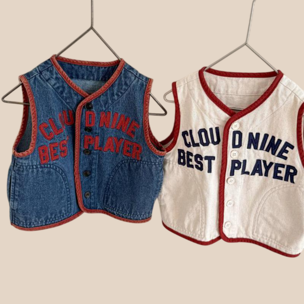 Kids' gilet with baseball-style design – soft cotton, button fastening | boys & girls
