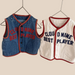 Kids' gilet with baseball-style design – soft cotton, button fastening | boys & girls
