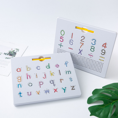 Magnetic writing board with letters and numbers – magnetic pen, reusable, ABS | toddler toy