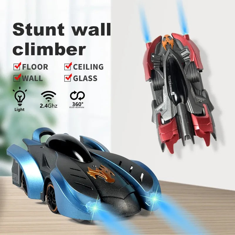 RC stunt car climbs walls and ceilings – LED lights, 2.4GHz remote | fun for all ages