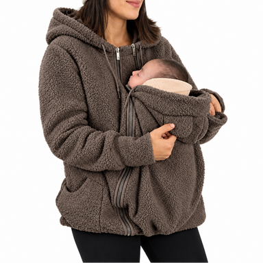 Babywearing hoodie with integrated front panel – fleece, zip, pockets | 2-in-1 maternity coat