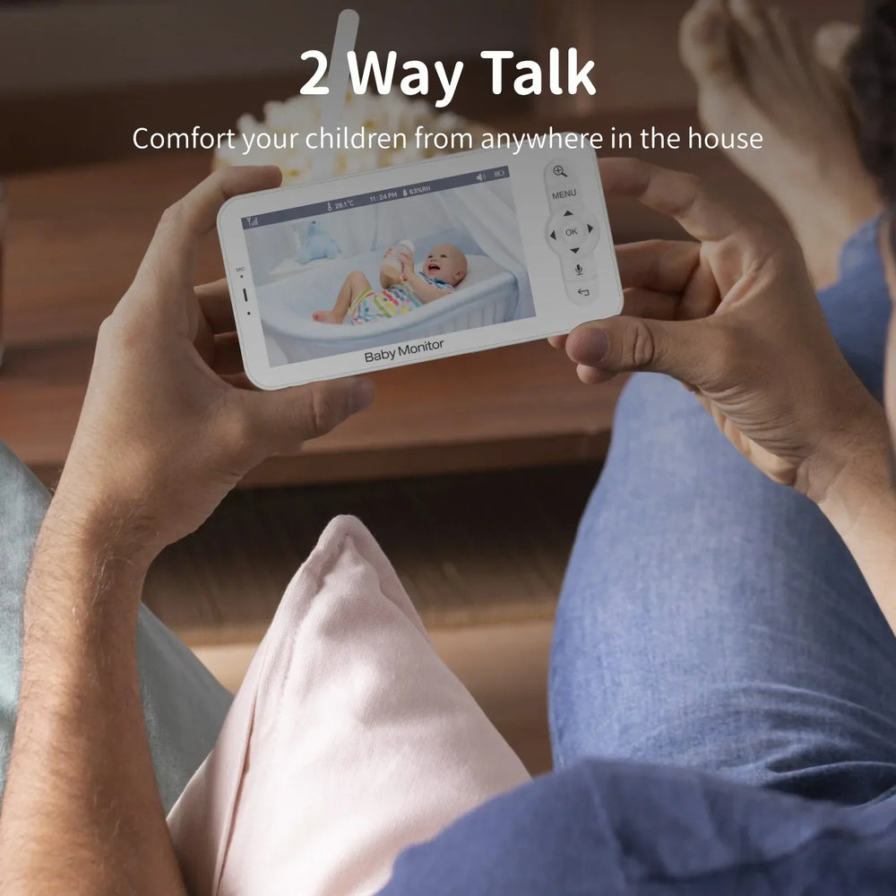 Video baby monitor with HD screen & night vision – Wifi app control, two-way audio | For parents
