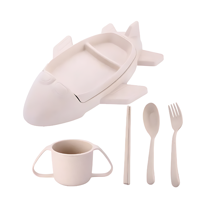 Children's eating set with vehicle-shaped tray – BPA-free, dishwasher-safe | toddler mealtime