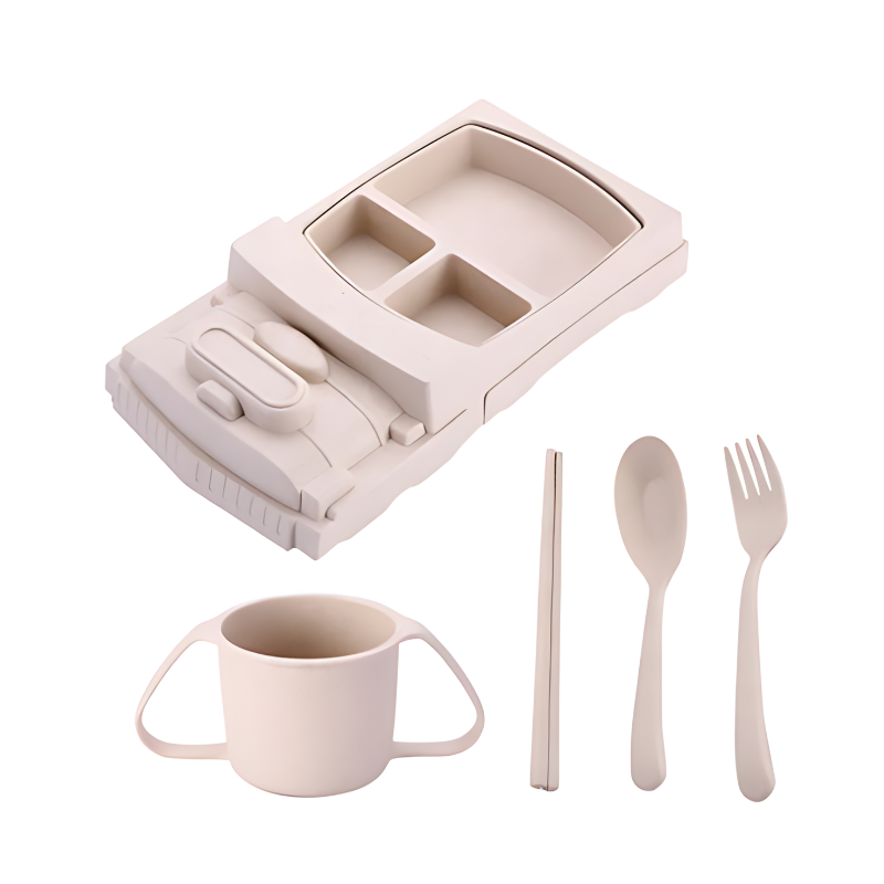 Children's eating set with vehicle-shaped tray – BPA-free, dishwasher-safe | toddler mealtime